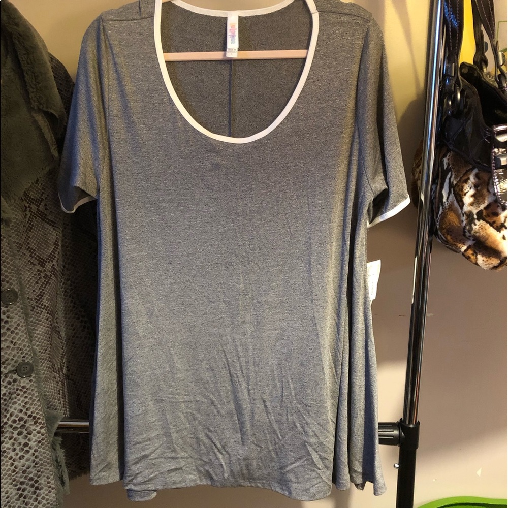LulaRoe Large Perfect T Gray & White